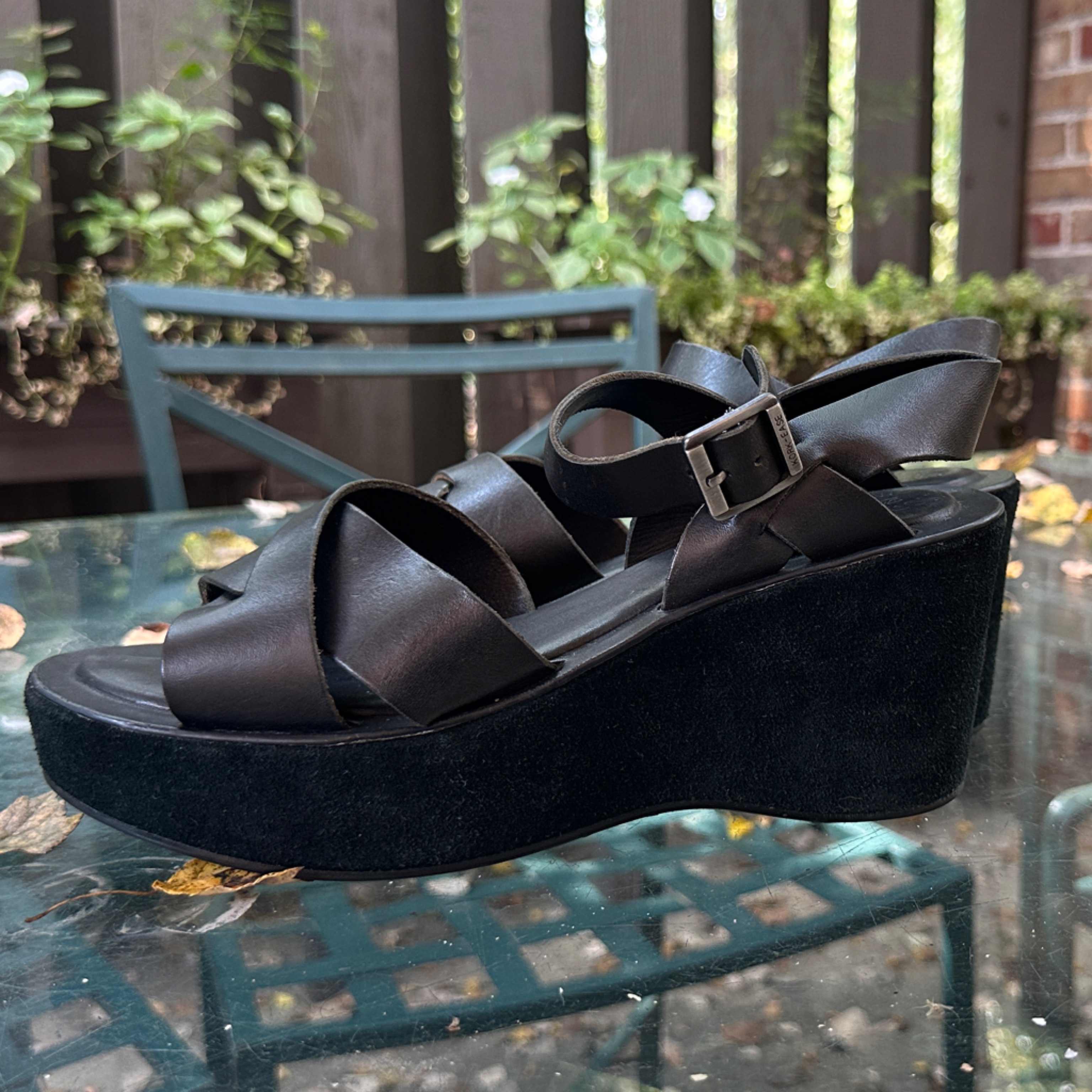 Kork-Ease Myrna Strappy Platform Sandal - Black Size 9 Eur 40